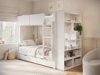 Flair Ruby Wooden Bunk Bed With Storage White - image 1