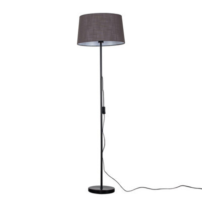 Valuelights Charles Black Floor Lamp With Grey Linen Shade - image 1