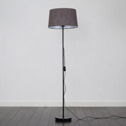 Valuelights Charles Black Floor Lamp With Grey Linen Shade - thumbnail 4