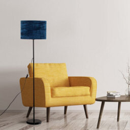 Valuelights Charles Black Floor Lamp With Grey Linen Shade - thumbnail 5