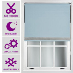 Furnished Diamante Edge Blackout Roller Blinds Made To Measure - Duck Egg Blue (W)90Cm X (L)165Cm - thumbnail 1