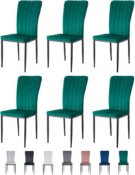 MCC Direct Set Of 6 High Back Dining Chairs Velvet Fabric Kitchen Dining Seating Green- Elle By Mcc