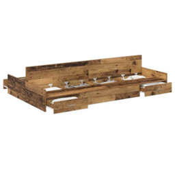 Berkfield Storage Bed Frame In Old Wood, 120 X 190 Cm, Engineered Wood - thumbnail 3