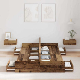 Berkfield Storage Bed Frame In Old Wood, 120 X 190 Cm, Engineered Wood - thumbnail 4