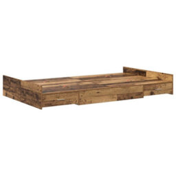 Berkfield Storage Bed Frame In Old Wood, 120 X 190 Cm, Engineered Wood - thumbnail 2