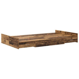 Berkfield Storage Bed Frame In Old Wood, 120 X 190 Cm, Engineered Wood - thumbnail 7
