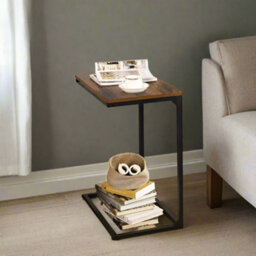 Modcraft Small Laptop Side Table And Rustic Brown & Black Industrial Sofa Or Bed Desk With Steel Frame - thumbnail 7