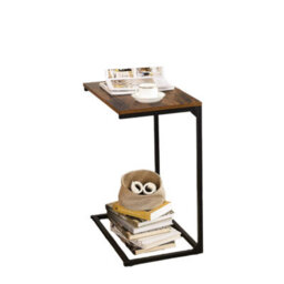 Modcraft Small Laptop Side Table And Rustic Brown & Black Industrial Sofa Or Bed Desk With Steel Frame - thumbnail 4
