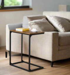 Modcraft Small Laptop Side Table And Rustic Brown & Black Industrial Sofa Or Bed Desk With Steel Frame - thumbnail 2