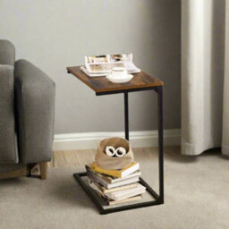 Modcraft Small Laptop Side Table And Rustic Brown & Black Industrial Sofa Or Bed Desk With Steel Frame - thumbnail 1