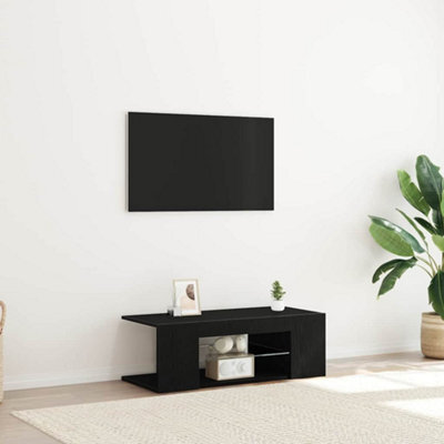Berkfield Tv Cabinet With Led Lights In Black Oak - 90 X 39 X 30 Cm - Made From Engineered Wood - image 1
