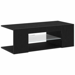 Berkfield Tv Cabinet With Led Lights In Black Oak - 90 X 39 X 30 Cm - Made From Engineered Wood - thumbnail 6