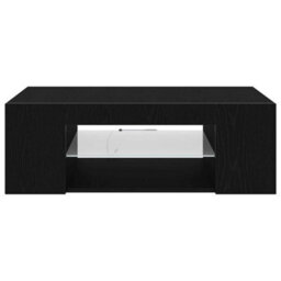 Berkfield Tv Cabinet With Led Lights In Black Oak - 90 X 39 X 30 Cm - Made From Engineered Wood - thumbnail 7