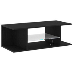 Berkfield Tv Cabinet With Led Lights In Black Oak - 90 X 39 X 30 Cm - Made From Engineered Wood - thumbnail 9