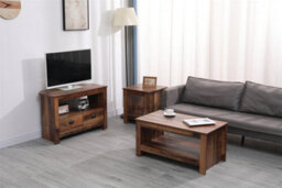 Furniturehmd Wooden Sofa Side Table With Storage Shelf Vintage Coffee Table Lamp Table For Bedroom, Living Room - thumbnail 2