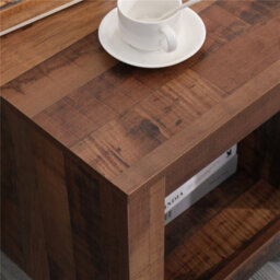 Furniturehmd Wooden Sofa Side Table With Storage Shelf Vintage Coffee Table Lamp Table For Bedroom, Living Room - thumbnail 5