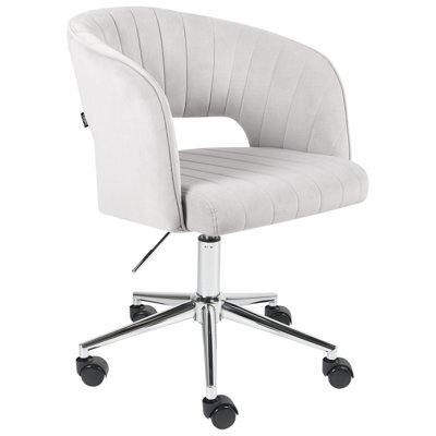 Beliani Desk Chair Katonah Velvet Light Grey - image 1