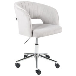 Beliani Desk Chair Katonah Velvet Light Grey - thumbnail 7