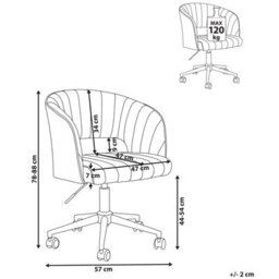 Beliani Desk Chair Katonah Velvet Light Grey - thumbnail 3