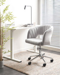 Beliani Desk Chair Katonah Velvet Light Grey - thumbnail 2