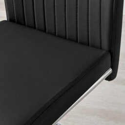 Furniturebox Set Of 2 - Lorenzo Modern Dining Chairs - Black Faux Leather Chrome Leg Dining Chairs - Kitchen Dining Room Chairs - thumbnail 6