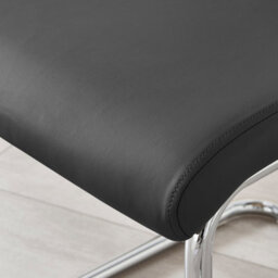 Furniturebox Set Of 2 - Lorenzo Modern Dining Chairs - Black Faux Leather Chrome Leg Dining Chairs - Kitchen Dining Room Chairs - thumbnail 7
