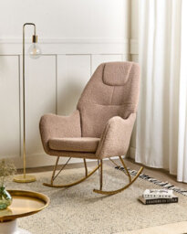 Beliani Rocking Chair Gulsele Boucle Beige - thumbnail 2
