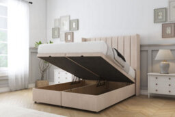 "Comfort Palermo Sand Naples Ottoman Bed With Mattress With 54"" Wingback Headboard 5' King" - thumbnail 2
