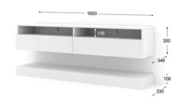 Arte Duo Wall Hung Tv Cabinet And Shelf Set In White Matt 1600mm - thumbnail 3