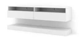 Arte Duo Wall Hung Tv Cabinet And Shelf Set In White Matt 1600mm - thumbnail 1