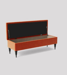180Cm Safar Ottoman Bench With Storage And Turned Wooden Legs- Plush Velvet Shoes Bench - Burnt Orange Chesterfield Storage Bench - thumbnail 2
