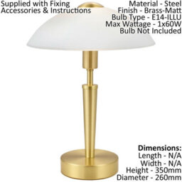 Elegant Brass Touch Table Lamp With Satinized Glass Shade - thumbnail 2