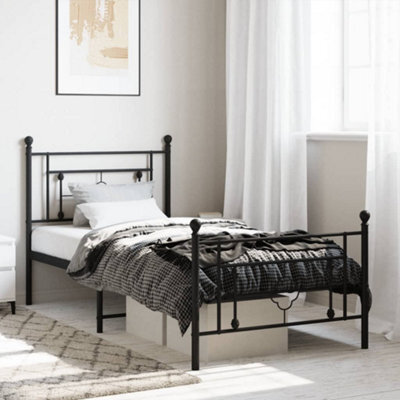 Berkfield Metal Bed Frame Without Mattress With Footboard Black 90X190Cm - image 1