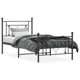 Berkfield Metal Bed Frame Without Mattress With Footboard Black 90X190Cm - thumbnail 3