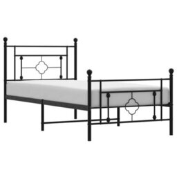 Berkfield Metal Bed Frame Without Mattress With Footboard Black 90X190Cm - thumbnail 2