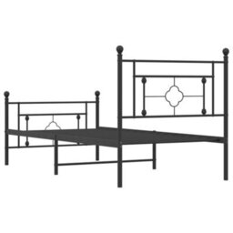 Berkfield Metal Bed Frame Without Mattress With Footboard Black 90X190Cm - thumbnail 7