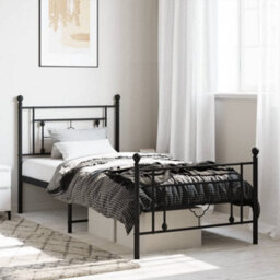 Berkfield Metal Bed Frame Without Mattress With Footboard Black 90X190Cm - thumbnail 1