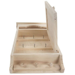 Woodeedoo Wooden Key Cabinet With 6 Hooks & 3 Pegs Wall Mounted Indoor Key Holder Rack Cupboard Hallway 19.5X6X35.5Cm - thumbnail 8