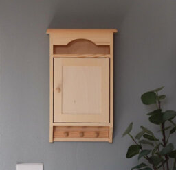 Woodeedoo Wooden Key Cabinet With 6 Hooks & 3 Pegs Wall Mounted Indoor Key Holder Rack Cupboard Hallway 19.5X6X35.5Cm - thumbnail 2