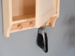 Woodeedoo Wooden Key Cabinet With 6 Hooks & 3 Pegs Wall Mounted Indoor Key Holder Rack Cupboard Hallway 19.5X6X35.5Cm - thumbnail 3