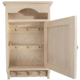 Woodeedoo Wooden Key Cabinet With 6 Hooks & 3 Pegs Wall Mounted Indoor Key Holder Rack Cupboard Hallway 19.5X6X35.5Cm - thumbnail 7