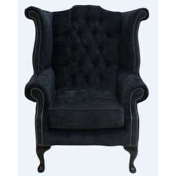 Chesterfield High Back Wing Chair Velluto Dusky Fabric In Queen Anne Style - thumbnail 2
