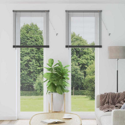 Berkfield Window Blind With Curtains Manual Dark Grey Aluminium