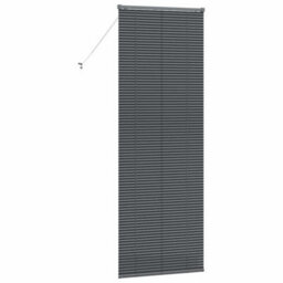 Berkfield Window Blind With Curtains Manual Dark Grey Aluminium - thumbnail 7