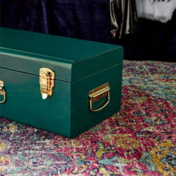Stainless Steel Teal Storage Trunk With Gold Detailing, Beautify - thumbnail 6