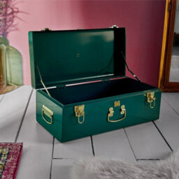 Stainless Steel Teal Storage Trunk With Gold Detailing, Beautify - thumbnail 5