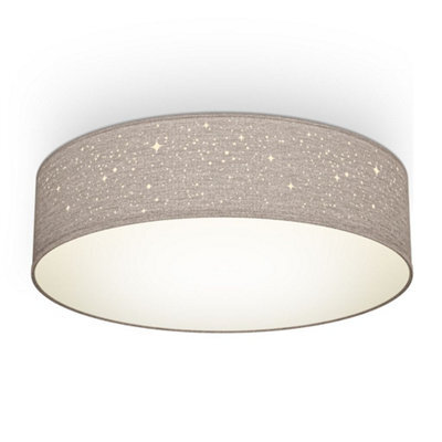 B.k.licht Bulb Socket E27 Taupe Fabric Shade Ceiling Lamp (Dia)38Cm - image 1