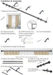 Lister Cartwright 19 mm Extendable Metal Curtain Pole Rods - White (Bell Finials, 70-120 Cm) - thumbnail 7