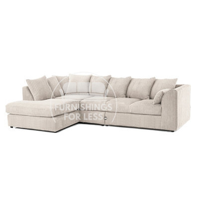 Furnishings For Less UK Luxor Cream Jumbo Cord Large 5 Seater Corner Sofa Long Left Hand Facing