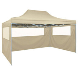 Berkfield Foldable Tent Pop-Up With 4 Side Walls 3X4.5 M Cream White - thumbnail 2